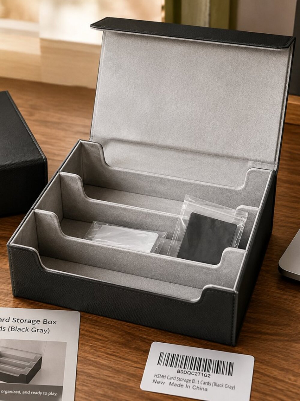 Blue Business Card Holder Storage Organizer Box Desk Case NEW